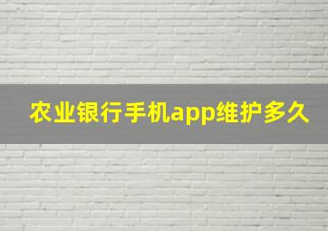 农业银行手机app维护多久