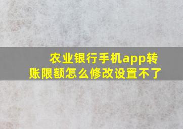 农业银行手机app转账限额怎么修改设置不了