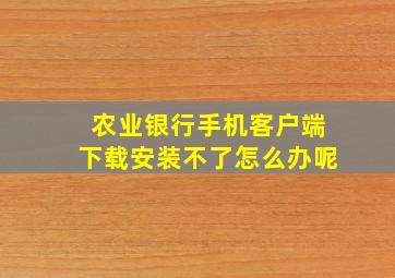 农业银行手机客户端下载安装不了怎么办呢