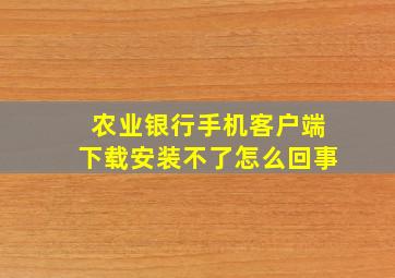 农业银行手机客户端下载安装不了怎么回事