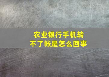 农业银行手机转不了帐是怎么回事