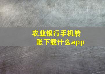 农业银行手机转账下载什么app