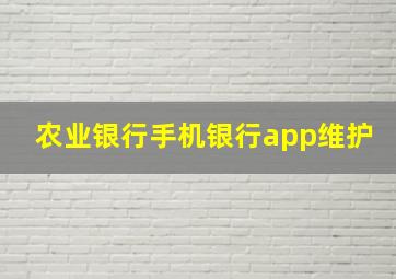 农业银行手机银行app维护