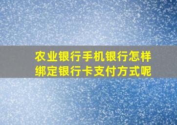 农业银行手机银行怎样绑定银行卡支付方式呢