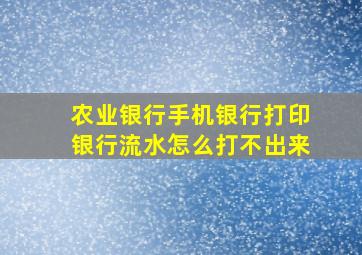 农业银行手机银行打印银行流水怎么打不出来