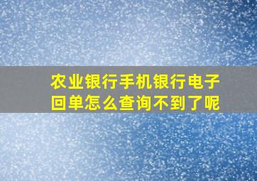 农业银行手机银行电子回单怎么查询不到了呢