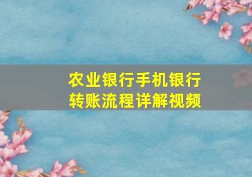 农业银行手机银行转账流程详解视频