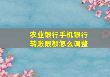 农业银行手机银行转账限额怎么调整