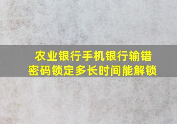 农业银行手机银行输错密码锁定多长时间能解锁