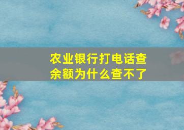 农业银行打电话查余额为什么查不了