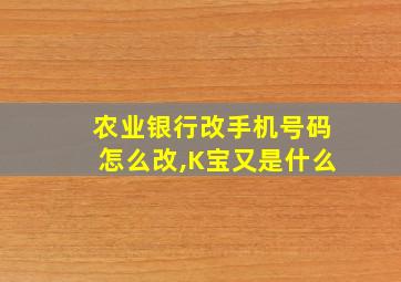 农业银行改手机号码怎么改,K宝又是什么