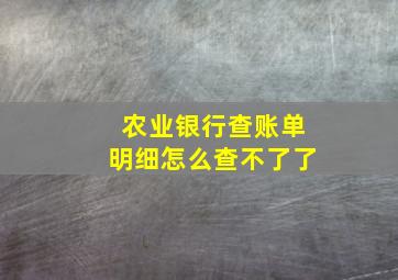 农业银行查账单明细怎么查不了了