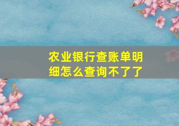 农业银行查账单明细怎么查询不了了