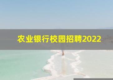 农业银行校园招聘2022