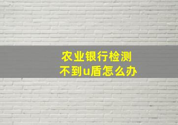 农业银行检测不到u盾怎么办