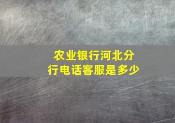 农业银行河北分行电话客服是多少