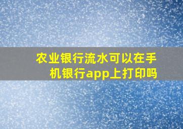 农业银行流水可以在手机银行app上打印吗