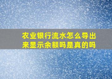 农业银行流水怎么导出来显示余额吗是真的吗