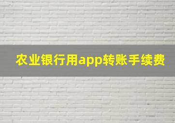 农业银行用app转账手续费