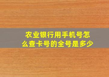 农业银行用手机号怎么查卡号的全号是多少