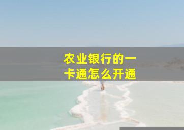 农业银行的一卡通怎么开通