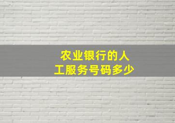 农业银行的人工服务号码多少