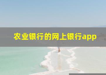 农业银行的网上银行app