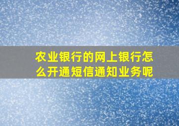 农业银行的网上银行怎么开通短信通知业务呢