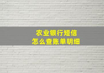 农业银行短信怎么查账单明细