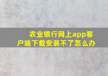 农业银行网上app客户端下载安装不了怎么办