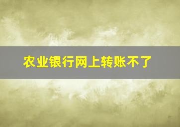 农业银行网上转账不了