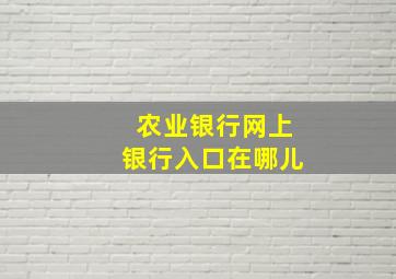 农业银行网上银行入口在哪儿