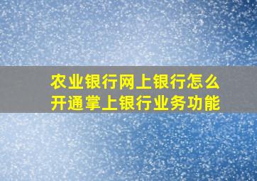 农业银行网上银行怎么开通掌上银行业务功能