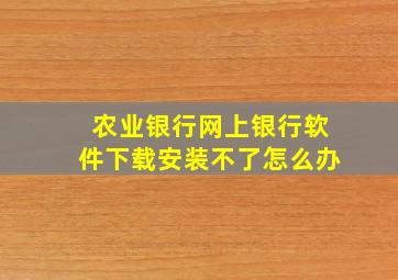 农业银行网上银行软件下载安装不了怎么办