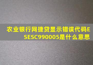 农业银行网捷贷显示错误代码ESESC990005是什么意思