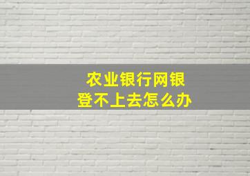 农业银行网银登不上去怎么办