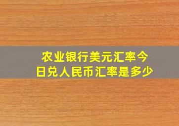 农业银行美元汇率今日兑人民币汇率是多少