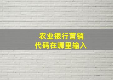 农业银行营销代码在哪里输入