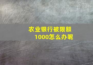 农业银行被限额1000怎么办呢