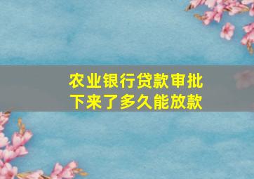 农业银行贷款审批下来了多久能放款