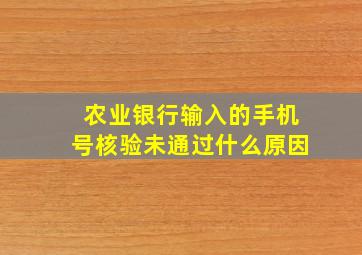 农业银行输入的手机号核验未通过什么原因