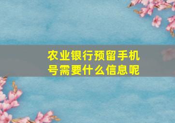 农业银行预留手机号需要什么信息呢