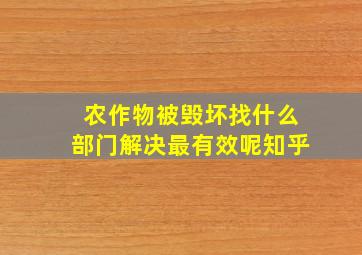 农作物被毁坏找什么部门解决最有效呢知乎