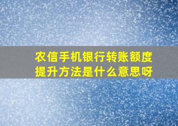 农信手机银行转账额度提升方法是什么意思呀