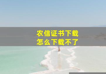 农信证书下载怎么下载不了