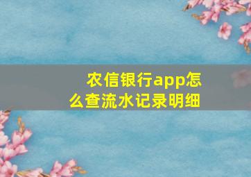 农信银行app怎么查流水记录明细