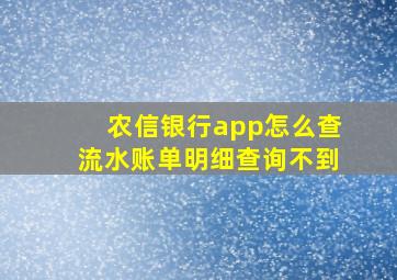 农信银行app怎么查流水账单明细查询不到