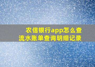 农信银行app怎么查流水账单查询明细记录