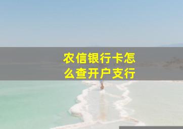 农信银行卡怎么查开户支行