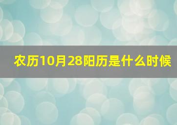 农历10月28阳历是什么时候